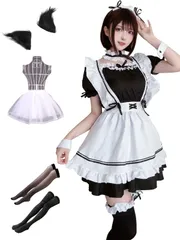 新品 [MINCOS] メイド服 コスプレ 豪華12点セット 猫耳 コンカフェ メイド喫茶 衣装 レディース