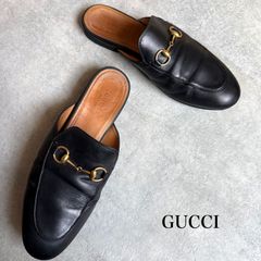 GUCCI グッチ ホースビット プリンスタウン レザー ミュール 黒 金 35