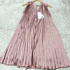 【未使用品】KUMIKYOKU PRIER　プリーツ ワンピース ドレス　サイズ2 М相当　Party Line　Aライン　サテン　パーティ　結婚式　フォーマル
