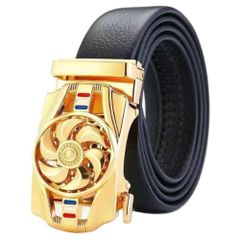 Gold A [D. Stomo] Adult Transformation Men's Belt, Kamen Rider Style, Rotating Buckle, Genuine Leather, Business Scene, Conversation Starter, Playful, No Holes, 120 (Gold A)