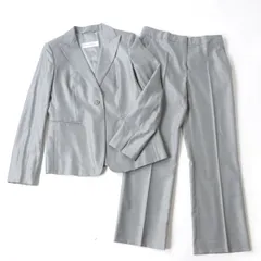 極美品☆正規品 白タグ MaxMara マックスマーラ シルク混 ジャケット／パンツ セットアップ/パンツスーツ／2点セット グレー 42 伊製のサムネイル