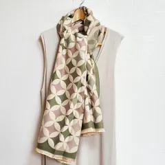 ストール レディース 大判 厚手 春 秋 冬 緑×白 ダイヤ柄 チェック柄 七宝柄 ショール ブランケット代り ドット 女性 ギフト ロング 柔らかい ポリエステル プレゼント ボリューム 模様 持ち運び マフラー 膝掛け 母の日 長め 長方形 透けない 寒さ