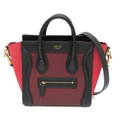 セリーヌ(Celine) ラゲージ ナノ ショッパー レディース レザー ハンドバッグ,ショルダーバッグ ブラック,ボルドー,ピンク