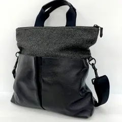COACH コーチ F55408 ショルダーバッグ 2WAY チャールズ トートバッグ ウール レザー カジュアル メンズ ブラック グレー 鞄 DF15124■