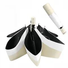 AnberKK 日傘 形状記憶 折りたたみ 超軽量 自動開閉 紫外線遮断 遮熱 UPF50+ 晴雨兼用 レディース メンズ 男女兼用 コンパクト 携帯便利 日焼け防止 耐風撥水 ギフト Umbrella 杏色＋白色の縁