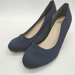 ◇ Θ with collection ヒール部分リボン装飾 パンプス サイズ23 ネイビー ゴールド レディース E  【1410100043453】