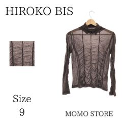 HIROKO BIS ヒロコビス トップス カットソー シースルー シアー 襟付き 長袖 レディース ブラウン 9