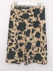 ◇ ◎ OTTO オットー 花柄 膝下丈 Aライン スカート サイズ9 ベージュ ブラック レディース P  【中古】 【1208290006156】