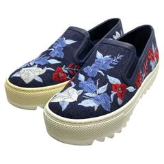 PRADA スリッポン スニーカー ハイビスカス柄 ネイビー系 - メルカリ