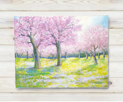 【一点物】『　　桜ー春風　　』桜　油絵　F6号　キャンバス　油彩　インテリアアート　　風景画