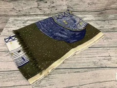 タグ付未使用⁂イヌイトゥーシュ⁂大判ストール　チェック　キツネ　刺繍　アニマル タグ付未使用⁂イヌイトゥーシュ⁂大判ストール チェック キツネ