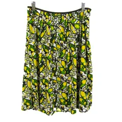 トランスワーク スカート ボトムス フレア ギャザー 花柄 大きいサイズ レディース 44サイズ 茶×黄×緑 TRANS WORK 【中古】