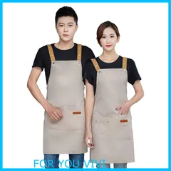 【新着商品】[DUNHE] エプロン おしゃれ 女性用 メンズ キャンバス防水エプロン 前掛け 調整可能な 男女兼用 カフェ風 保育士 大人エプロン 業務 家庭 作業 料理用 - 改良款
