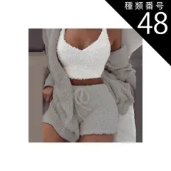 種類48：画像9/XL セットアップ ルームウェア パジャマ 部屋着 寝巻き ナイトウェア 袖あり ノースリーブ もこもこ モコモコ ふわふわ 3点セット お得 かわいい 大人可愛い カジュアル おしゃれ 大人女子 こなれ感 ラフ ラブリー キュート ガーリー