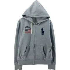 古着 ラルフローレン Ralph Lauren POLO RALPH LAUREN 星条旗柄 ビッグポニー スウェットフルジップパーカー メンズM相当/eaa525047