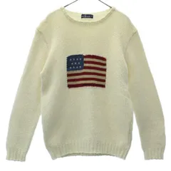 Ralph Lauren 国旗刺繍ニット　オフホワイト　ヴィンテージ Ralph Lauren 国旗刺繍ニット オフホワイト ヴィンテージ Ralph