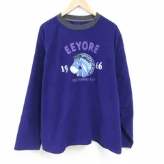 XL/古着 長袖 フリース トップス メンズ 00s ディズニー DISNEY くまのプーさん イーヨー 刺繍 大きいサイズ クルーネック 濃紫 パープル 2