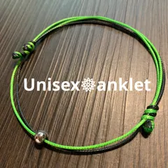 【耐水】アンクレット＊大人ミサンガ＊足首＊グリーン×ブラック