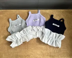 【SALE価格】リブキャミワンピース│韓国ドッグウェア 小型犬 フリル 可愛い ワンピース キャミソール ネイビーブラック グレー カフェ活 写活