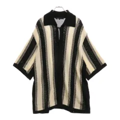 08sircus (ゼロエイトサーカス) 23SS GIMA cotton stripe knit shirt ストライプ総柄 コットンニット 半袖 シャツ ブラック/ホワイト S23SS-KN08