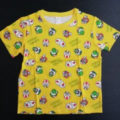 綿100％　スーパーマリオ 　半袖Tシャツ　　SR8825・SR8828　イエロー　120cm/130cm/140cm