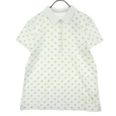 未使用 L.L.Bean エルエルビーン USA製 総柄 半袖 ポロシャツ L ホワイト メンズ 古着