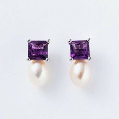 アメジスト　 freshwater pearl　ピアス  パールピアス  アメジストピアス