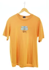 ステューシー STUSSY 90s Old Stussy 紺タグ Made in USA SSロゴ プリント 半袖Tシャツ 黄色 Tシャツ イエロー Lサイズ 103MT-2612