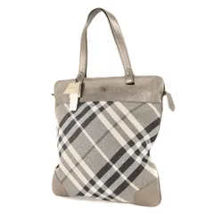 美品 BURBERRY バーバリー バッグ グリッター チェック シャイニー レザー コンビ ショルダー トートバッグ グレー系 ブランド カバン【メンズ】のサムネイル