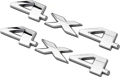 NOELAMOUR 車 エンブレム ステッカー 4x4 2個セット 3D 立体 4wd おしゃれ デカール(シルバー)