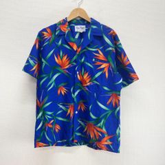 大きいサイズ アロハブロッサム 極楽鳥花 アロハシャツ ネイビー 48
