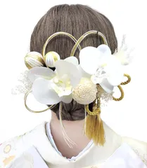 [JZOON] 成人式 髪飾り 胡蝶蘭 ドライフラワー ダリア コチョウラン あじさい 和玉 白 ホワイト 水引 七五三 浴衣 袴 着物 飾り 振袖 和装 卒業式 結婚式 ウェディング 花 かわいい 手作り 専用ケース付き