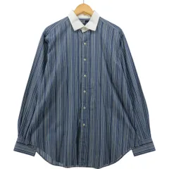 古着 ラルフローレン Ralph Lauren PHILIP 長袖 ワイドカラー コットンストライプシャツ クレリックシャツ メンズL相当/eaa554372