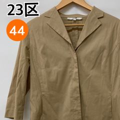 美品 23区 洗える ノーカラージャケット リネンライク ストレッチ 44