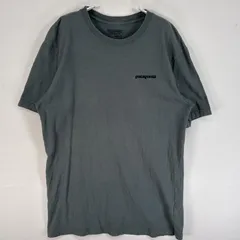 古着 パタゴニア patagonia 半袖Tシャツ 両面 プリント ロゴ クルーネック 肉厚 S  グリーン系 メンズ