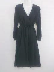 ◇ ◎ OPAQUE.CLIP オペーク ドット クリップ ウエスト紐付き 長袖 ロング ワンピース サイズM ブラック レディース P  【中古】 【1209200001896】