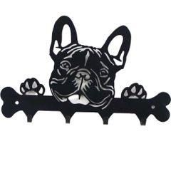 【新着商品】犬＆猫デザイン、4フック壁掛け式、鍵・小物用ハンガー、高耐荷重ウォールラック、コート・帽子・タオル掛け、ブラック - ペットモチーフキーフック Ctpeng