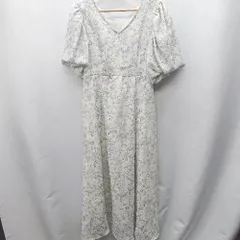 ◇ ⊂ GRL グレイル 花柄 ４分袖 ロング ワンピース サイズL ブルー系 レディース E  【1410290057476】