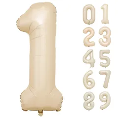 【数量限定】風船 約100cm 飾り付け バースデーバルーン 誕生日バルーン (数字1 大きい マットアイボリー) 数字バルーン