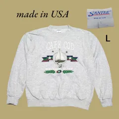 USA製古着SANTEEプリントスウェットトレーナーLグレー swh0913