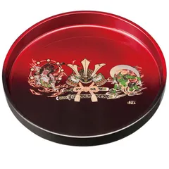 紀州塗り お盆 トレー 10寸 30cm 丸盆 玉虫塗分 光琳兜 和風 和室 端午の節句 木目調 トレイ おぼん 日本製