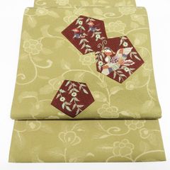 アート刺繍　袋帯　未使用 刺繍した生地をパッチワーク、小さな端切れも活用できますね