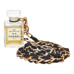 샤넬 빈티지 NO.5 모티프 팔팜 미니 병 골드 블랙 유리 도금 여성 CHANEL [1-0107886]