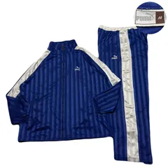 PUMA プーマ SetUp セットアップ TrackJacket トラックジャケット TrackPants Embroider 刺繍ロゴ Polyester ポリエステル Bicolor バイカラー Blue ブルー 青 White ホワイト 白 上下M