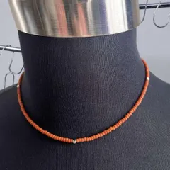 ３ｍｍ ビーズネックレス 煉瓦カラー ４５ｃｍ マットカラー 艶消し メンズ