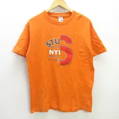 Q■USA製■オールドステューシー/STUSSY ロゴプリントTシャツ■橙【メンズL】MENSレトロ/102【中古】
