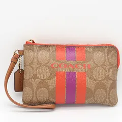 美品 コーチ ポーチ シグネチャー 小物入れ コスメポーチ リストレット レザー ブラウン レディース 2000000 SGN NSK