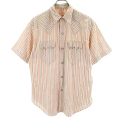 シュガーケーン 東洋エンタープライズ ストライプ柄 半袖 ウエスタンシャツ M オレンジ系 SUGAR CANE メンズ 古着 【240316】 メール便可