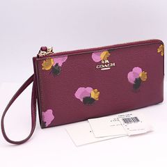 COACH レザー長財布 ピンク風景 山と太陽と2羽の野鳥 美品 - メルカリ