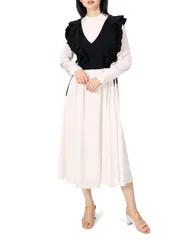 36_ブラック [セルフォード] ラッフルベスト付きワンピース CWNO221044 レディース BLK 36